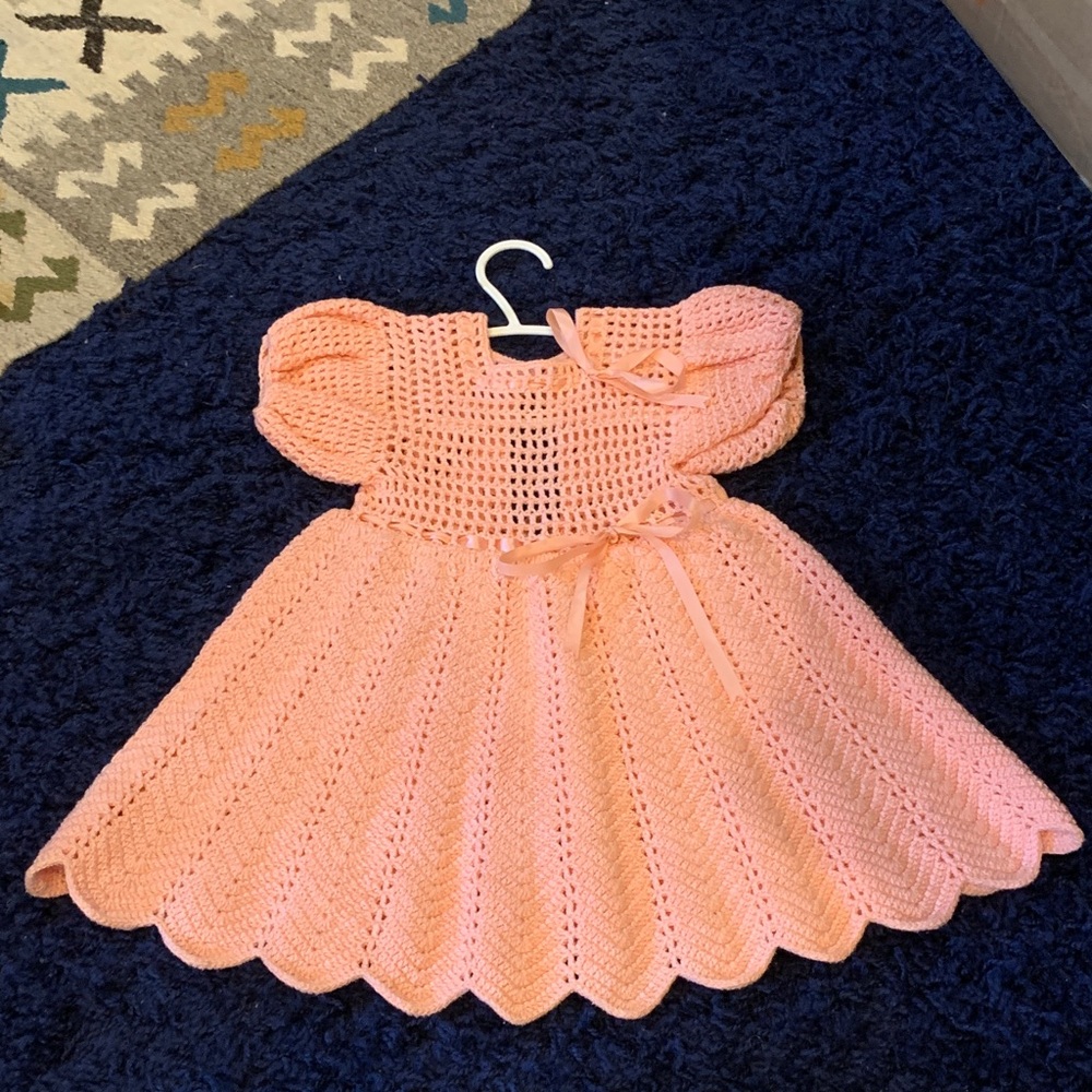 Charming Pink Crochet Kids Dress